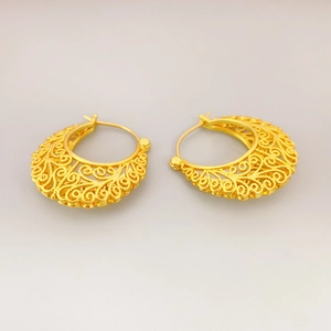 Hollow Filigree Hoop Earrings Copper 18K Gold Plated Vintage Geometric Fashion Commute Jewelry For Women