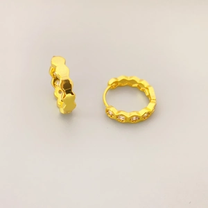Elegant Geometric Brass Hoop Earrings For Women With 18K Gold Plated Zircon Rhinestones Stylish Simple Daily Accessories