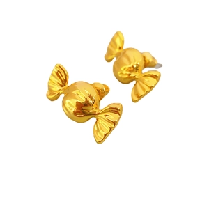 Elegant gold candy shaped stud earrings with a polished finish for a chic style