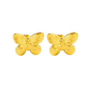 Elegant 18k gold plated butterfly stud earrings in a vintage minimalist French design