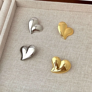 Stainless Steel Heart Stud Earrings 3D Love Heart Mirror Polished Minimalist Chic Jewelry For Women Fashion Accessory