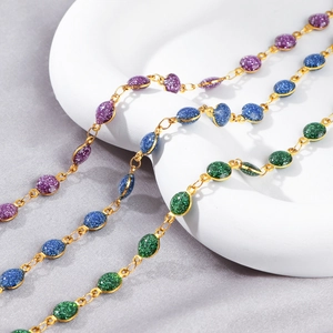 18K Gold Plated Stainless Steel Round Glitter Drip Oil Charm Bracelet For Women Colorful Sparkle Adjustable Chain Jewelry