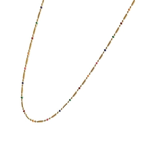 Collier bohème avec perles colorées et chaîne dorée en acier titane pour femme