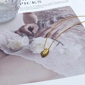 Golden heart pendant necklace with Love Today engraving and elegant ball chain