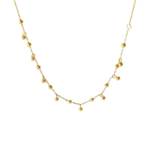 Collier minimaliste en acier inoxydable plaqué or 18 carats avec de petits pendentifs grains