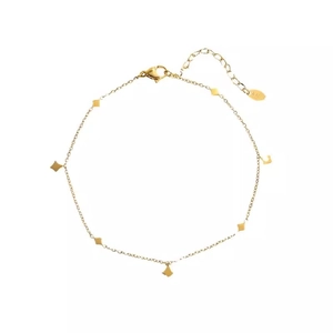 Bracelet de cheville en acier titane doré avec cinq pendentifs géométriques en losange