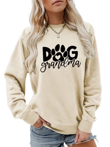 Detail of Dog Grandma sweatshirt featuring ribbed knit cuffs and heart paw print logo