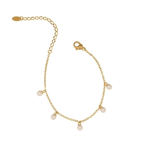 Dainty Artificial Pearl Bracelet Stainless Steel Gold Plated Small Round Artificial Pearls Minimalist Elegant Jewelry For Women Adjustable Chic