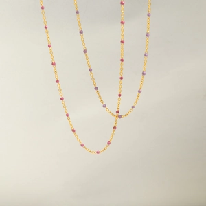 Minimalist 18K gold plated titanium necklace with colorful enamel beads for women