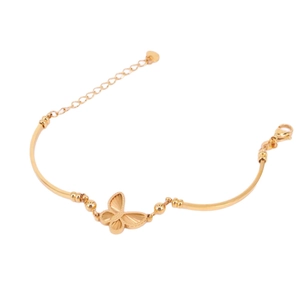 Adjustable golden laser butterfly bracelet with curved tube and fine engraving design