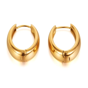 Minimalist gold-plated stainless steel U-shaped horseshoe hoop earrings for women