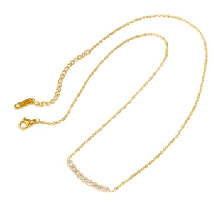Minimalist 18K gold zircon smile necklace featuring a luxury curved pendant and fine chain