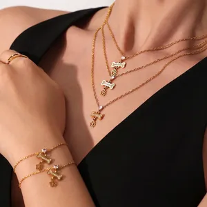 Bot Hart Pootafdruk Hanger Ketting En Armband Roestvrij Staal 5A Zirkoon Zirkonia Mode Sieraden Vrouwen Meisjes Dierenliefhebber