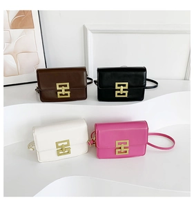 Chic women's crossbody bags in four colors with luxury gold geometric metal clasps
