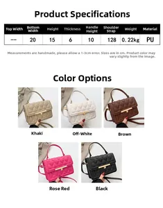 Size chart and dimensions for the solid color PU leather stone pattern underarm bag