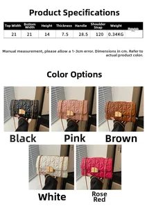 Especificaciones del bolso de cadena acolchado y paleta de cinco colores elegantes disponibles