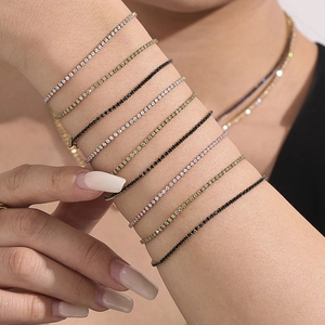 Bracelets de tennis empilés plaqués or 18 carats avec zircons colorés pour femmes
