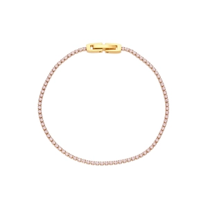 Élégant bracelet tennis en or rose 18 carats avec zircons ronds roses étincelants