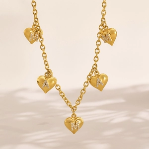 18K gold plated stainless steel heart necklace with MAMA letter crystal pendants