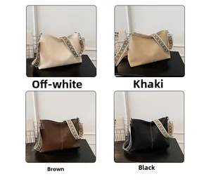 Detailed comparison of four textured leather bucket bags with bohemian straps in various colors