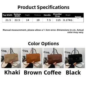 Detailed size chart and four-color display for small vintage top-handle crossbody bag