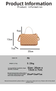 Detailed dimensions of brown PU crossbody bag with M letter monogram pattern
