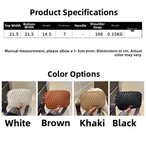 Size chart for quilted PU leather crossbody bag with ethnic shoulder strap details