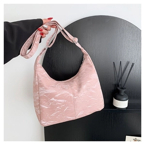 Sac À Épaule Hobo Cuir PU Froissé Grande Capacité Bandoulière Réglable Urbain Minimaliste Décontracté Mode Pour Femmes