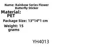 Rainbow series 3D butterfly stickers made of waterproof PET material with SKU YH4013