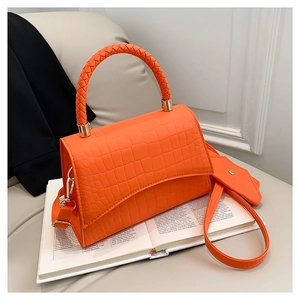 Bolso Cuadrado de Moda para Mujer con Patrón de Cocodrilo Bolso de Hombro de Cuero PU Con Asa Trenzada Mini Pouch Combo