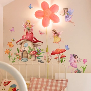 Cartoon Fairy Mushroom House Wall Stickers For Kids Room Nursery PVC Self-Adhesive Butterflies Floral Wall Decals Decor