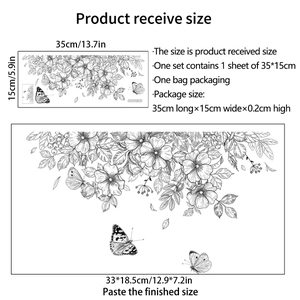 Floral and butterfly toilet wall stickers set with 35x15cm layout and display size