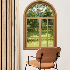 Wandtattoo Bogenfenster mit realistischem Holzrahmen und Landschaft für Deko