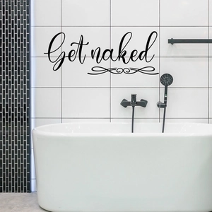 Moderner schwarzer Get Naked Wandtattoo Aufkleber für minimalistische Badezimmer-Deko