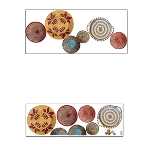 Size guide for bohemian wicker wall stickers showing layout and product dimensions