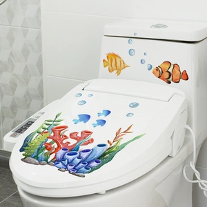 Ocean world wall stickers featuring tropical fish and coral for bathroom decor