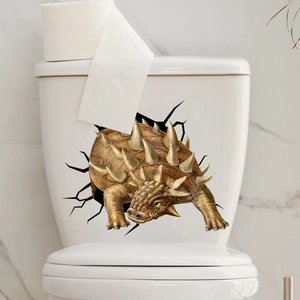 Detailed 3D Ankylosaurus wall sticker showing realistic dinosaur breaking through surface