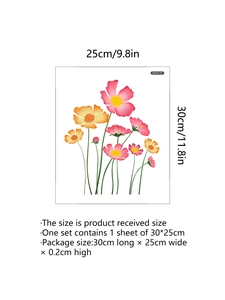 Detail of floral wall sticker dimensions 30x25cm featuring pink cosmos flower patterns
