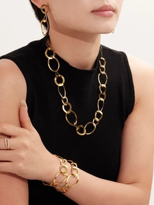 Parure de bijoux en acier inoxydable plaqué or 18k avec cercles géométriques irréguliers