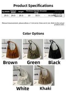 Detailed size chart and multi-color specifications for the large capacity tote bag