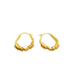 Minimalist 18K gold plated brass hoop earrings with elegant twisted rope texture design