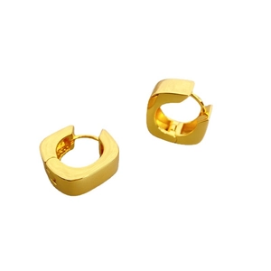 Minimalist square 18K gold plated geometric hoop earrings with polished metal finish