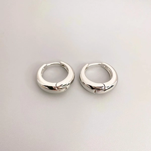 Chic silver-plated small hoop earrings with thick round design and high-polish finish