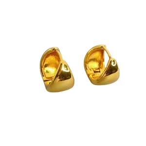 Polished 18K gold plated thick hoop earrings with a minimalist streamlined metal design