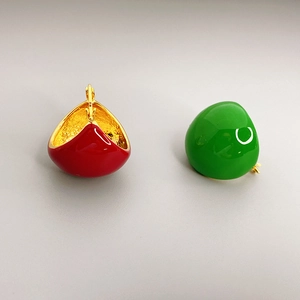 Boucles D'oreilles Créoles Demi-sphère En Émail Cuivre Plaqué Or 18K Texture Martelée Bijoux Géométriques Pour Femmes