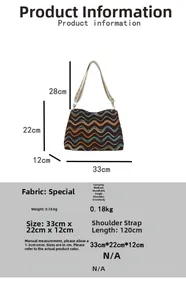 Tableau des tailles pour cabas au crochet à motif ondulé avec dimensions précises
