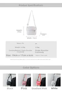 Dimensiones y especificaciones de peso para bolso bandolera de cuero PU láser