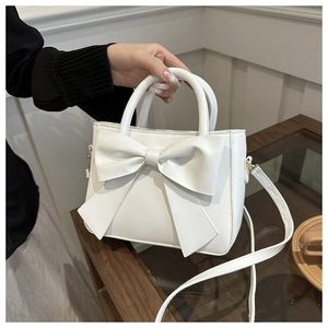 Large Bowknot Handbag Faux Leather Crossbody Shoulder Bag Sweet Elegant Fashion Purse For Women Daily Style