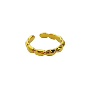 Goldener Schleifenring mit 18K Vergoldung und organischer Lava-Struktur, offen