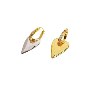 18K gold plated heart drop earrings with zircon crystals in gold and silver finish